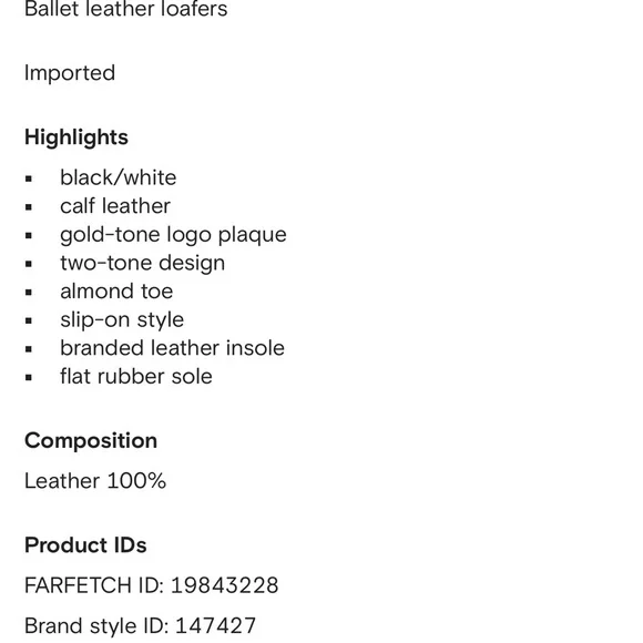 Tory Burch Black and Cream Leather ballet Loafers shoes size 10 - Picture 4 of 9